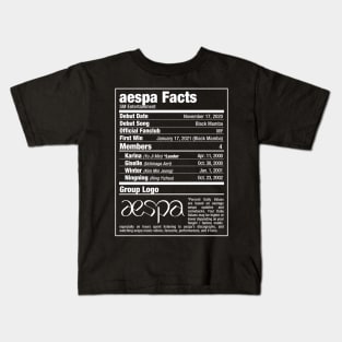 aespa Kpop Nutritional Facts 2 Kids T-Shirt